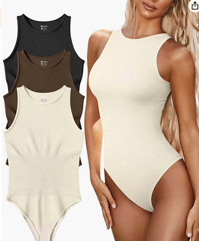 🎁LAST DAY 49% OFF🔥Sleeveless Halter Neck Bodysuits🎁BUY 2 GET 1 FREE🔥Only ￡6.66/each-1