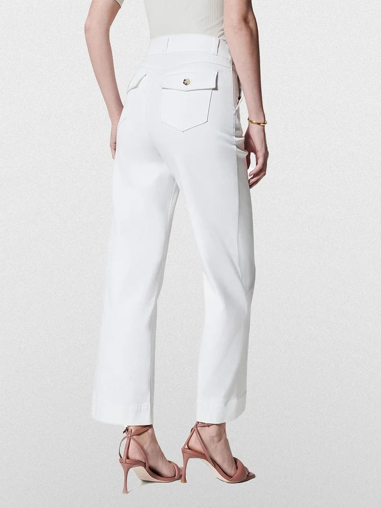 🔥Hot Sale - 49% Off👖Tummy Control Twill Cropped Wide Leg Pant-3