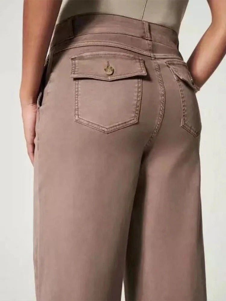 🔥Hot Sale - 49% Off👖Tummy Control Twill Cropped Wide Leg Pant-10