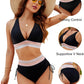 🩱Summer Sale 49% OFF👙High Waisted Tummy Control Color Block Bikini Sets-3