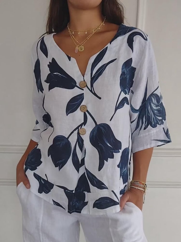 💕Hot Sale 70% OFF🌷Printed V-neck Tunic Top🌷-3