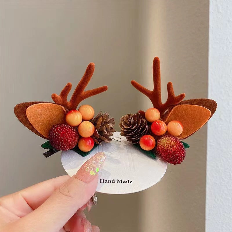 🎅🎄Christmas idea- 49% OFF🎁 Reindeer Antlers Xmas Hair Clip-3