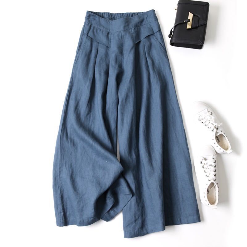 🔥LAST DAY SALE 49% OFF🔥Summer women's wide leg cotton linen loose trousers-3