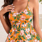 🩱Hot Sale 49% OFF👙 Tummy Control V Neck Twist Knot Tropical Skirted One Piece Swimdress-31