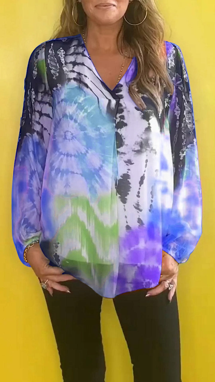 🔥SUMMER SALE 49% OFF🔥Casual V-neck Tie-dye Top-4