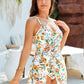 🩱Hot Sale 49% OFF👙 Tummy Control V Neck Twist Knot Tropical Skirted One Piece Swimdress