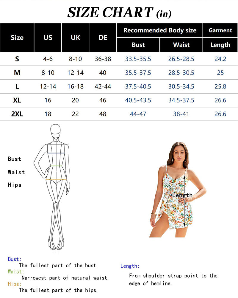 🩱Hot Sale 49% OFF👙 Tummy Control V Neck Twist Knot Tropical Skirted One Piece Swimdress-33