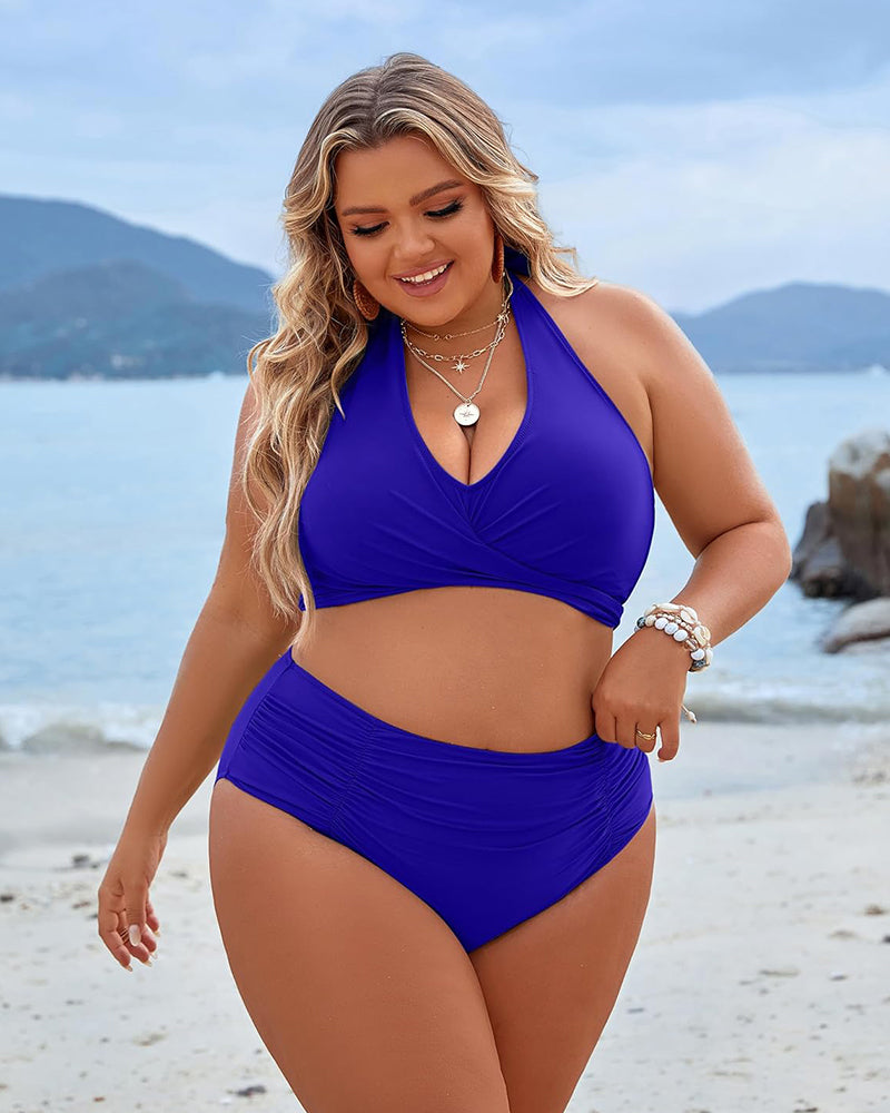 🩱Hot Sale 49% OFF👙 Tummy Control Bathing Suits Modest High Waisted Bikini Sets-2