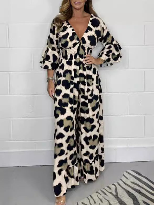 🔥Hot Sale 49% Off🍃Leopard print V-neck jumpsuit-6