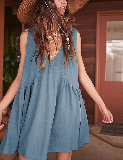 🔥SUMMER SALE 49% OFF💃2024 Women's Summer V-Neck Sleeveless Mini Dress (With Pockets)-1