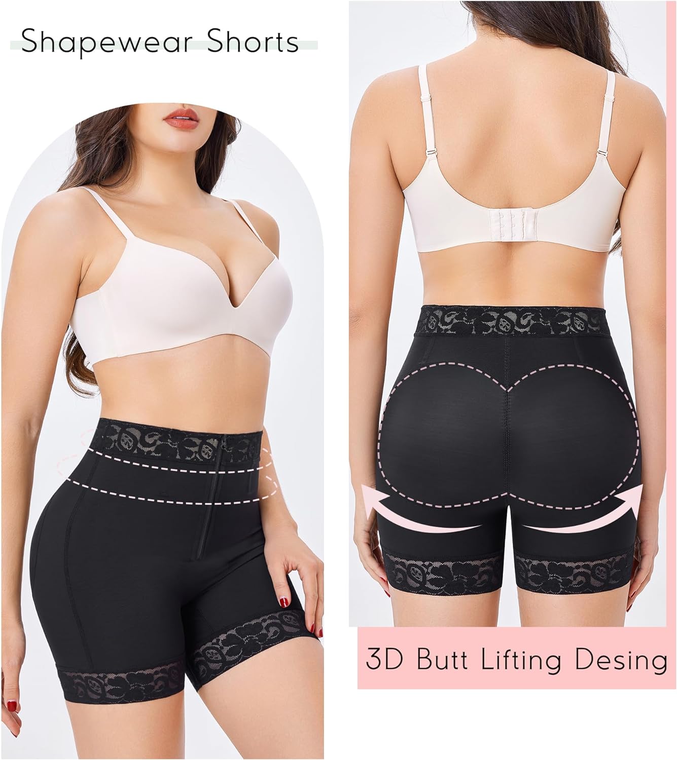 💞LAST DAY SALE 49% OFF💞Lace Steel Boned Butt Enhancer Shorts Shapewear💃🏽-12