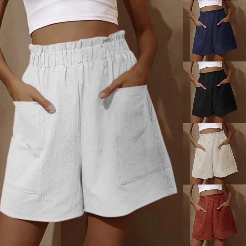 🔥Hot Sale - Women's Cotton High Waist Pocket Shorts-3