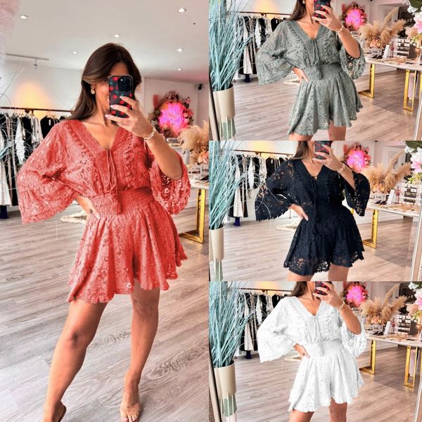 🔥LAST DAY SALE 49% OFF💃Casual Short V-Neck Lace Suit