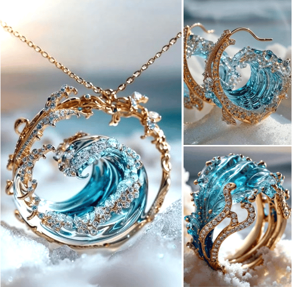 🔥Last Day 70% OFF🌊Elegant Blue Necklace Ring Earrings Set-1