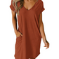 🔥SUMMER HOT SALE 49% OFF🔥V-neck T-shirt Dress with Pockets-3