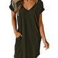 🔥SUMMER HOT SALE 49% OFF🔥V-neck T-shirt Dress with Pockets-5