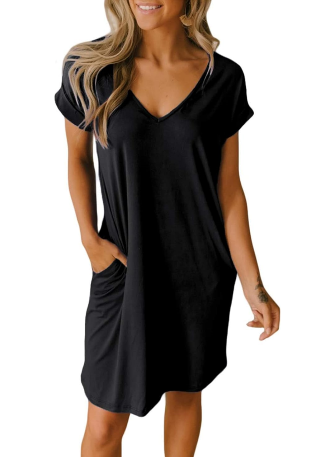 🔥SUMMER HOT SALE 49% OFF🔥V-neck T-shirt Dress with Pockets