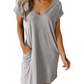 🔥SUMMER HOT SALE 49% OFF🔥V-neck T-shirt Dress with Pockets-4