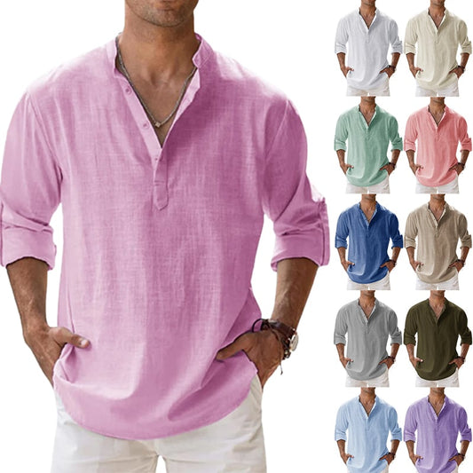 🔥LAST DAY SALE 49% OFF🔥Men's Cotton Linen Casual Long Sleeve Shirt