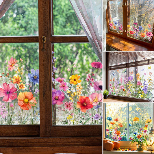 🔥HOT SALE 50% OFF🔥Colorful Floral Bouquet Window Sticker🖼️(Cut to size freely)