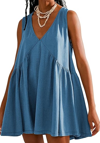 🔥SUMMER SALE 49% OFF💃2024 Women's Summer V-Neck Sleeveless Mini Dress (With Pockets)-8