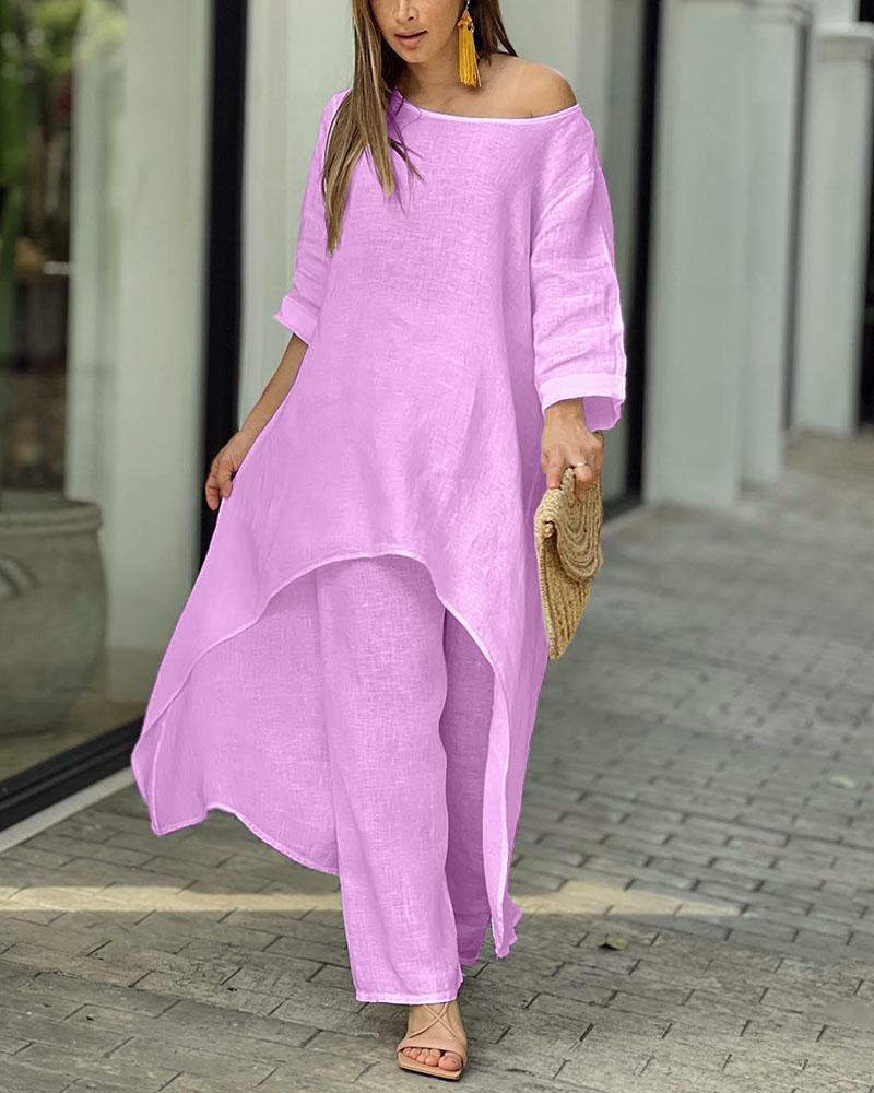 💥Hot Sale 49% OFF💥💕Women's Solid Color Linen Fashionable Casual Suit💃💃-15