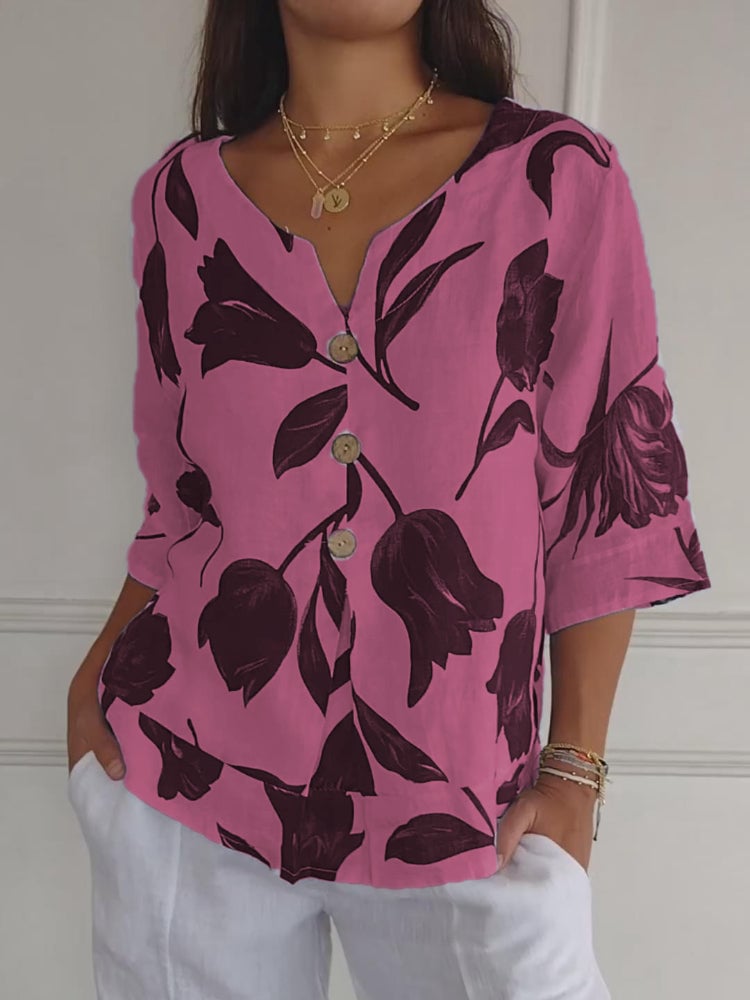 💕Hot Sale 70% OFF🌷Printed V-neck Tunic Top🌷-4