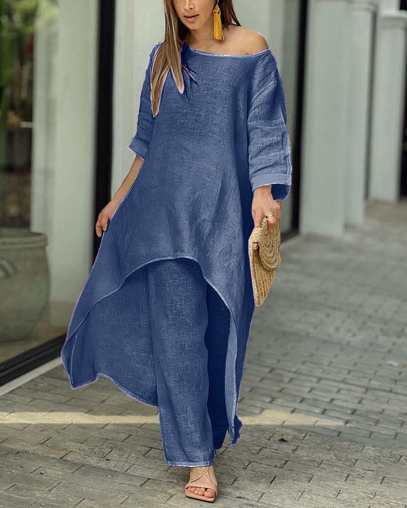 💥Hot Sale 49% OFF💥💕Women's Solid Color Linen Fashionable Casual Suit💃💃-18