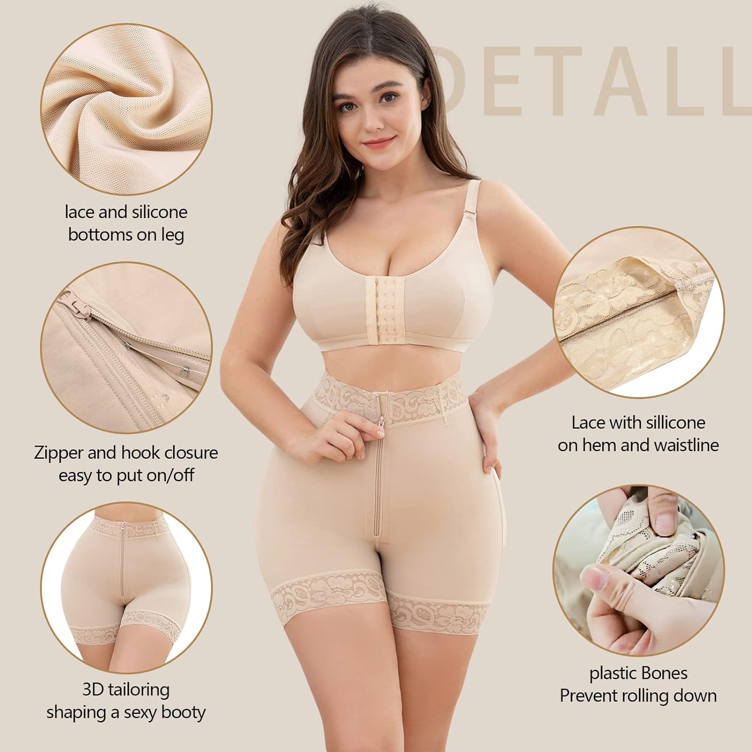 💃HOT SALE 49% OFF💞Lace Steel Boned Butt Enhancer Shorts Shapewear-13