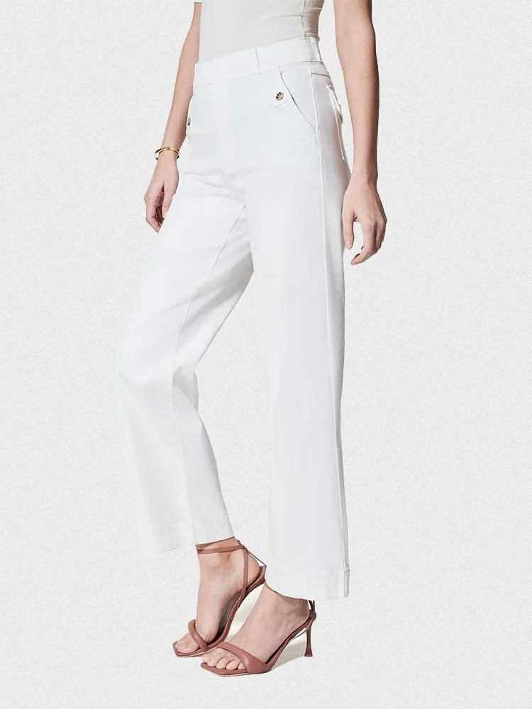 🔥Hot Sale - 49% Off👖Tummy Control Twill Cropped Wide Leg Pant-1