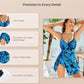 🩱Hot Sale 49% OFF👙 Tummy Control V Neck Twist Knot Tropical Skirted One Piece Swimdress-34