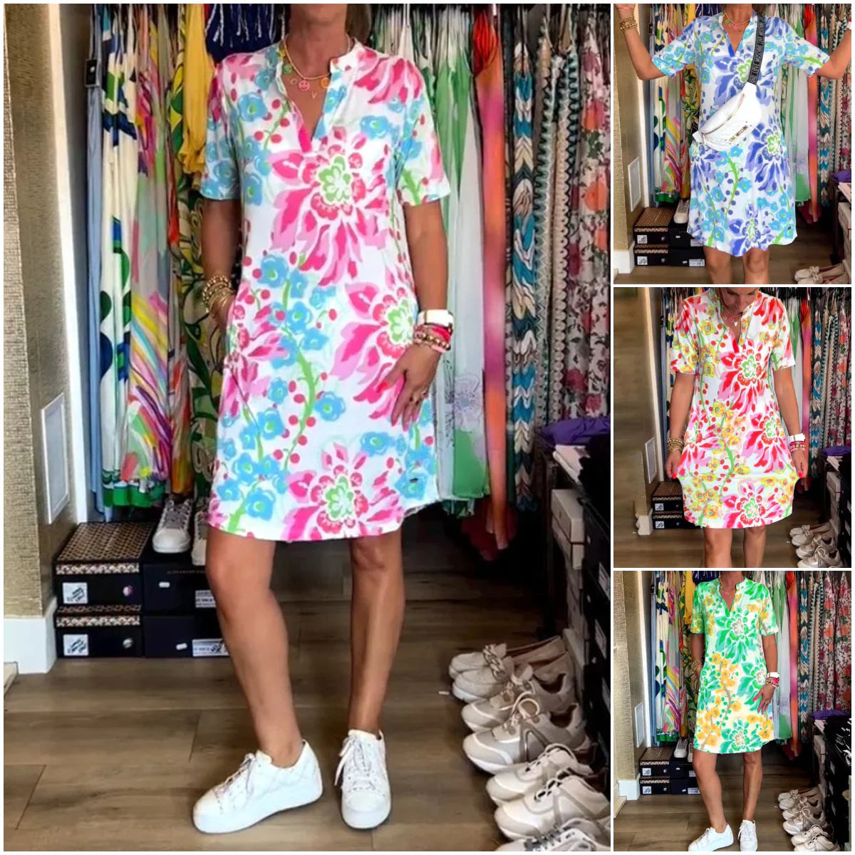 🔥Last Day Promotion 49% OFF -💃 Short Sleeved Dress With Floral Print