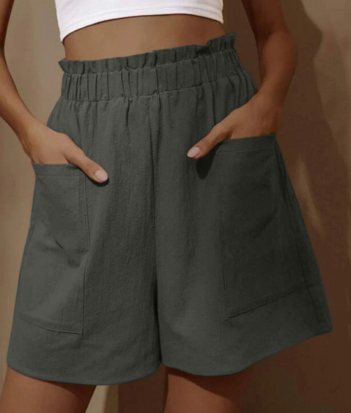 🔥Hot Sale - Women's Cotton High Waist Pocket Shorts-8