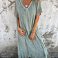 🔥LAST DAY SALE 49% OFF🔥Women's Loose V-neck cotton linen dress-3