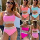 🩱Summer Sale 49% OFF👙Adjustable Spaghetti Straps Colorful Two Piece Swimsuit