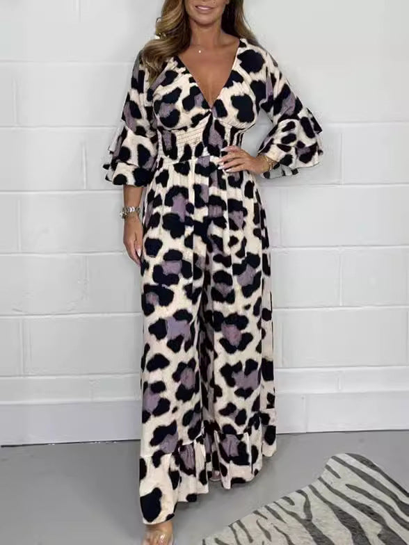 🔥Hot Sale 49% Off🍃Leopard print V-neck jumpsuit-7