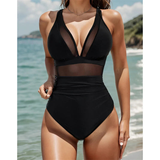 🩱Hot Sale 49% OFF👙Mesh Tummy Control Swimsuit