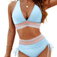 🩱Hot Sale 49% OFF👙High Waisted Tummy Control Color Block Bikini Sets-25