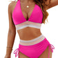 🩱Hot Sale 49% OFF👙High Waisted Tummy Control Color Block Bikini Sets-17