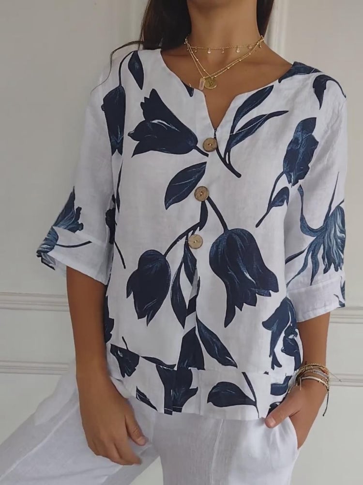 💕Hot Sale 70% OFF🌷Printed V-neck Tunic Top🌷-8