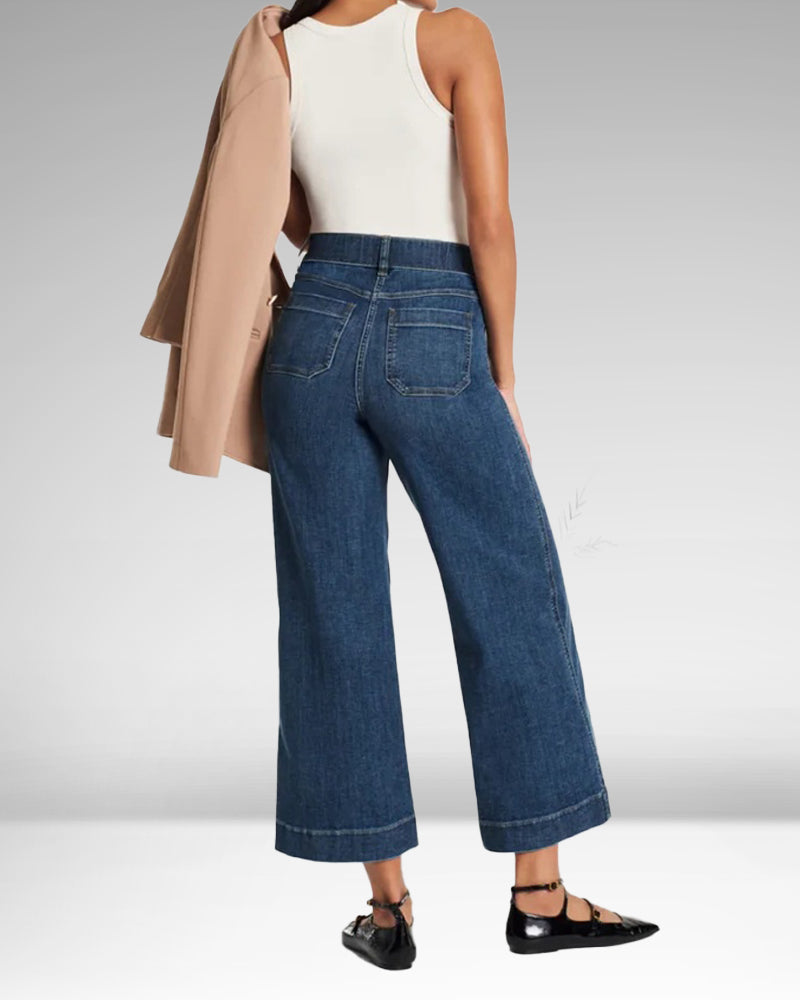 🔥Hot Sale 49% OFF🔥Cropped Wide-Leg Patch Pocket Jeans-3