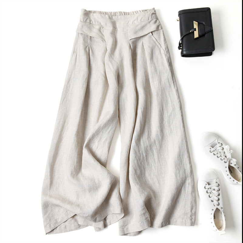 🔥LAST DAY SALE 49% OFF🔥Summer women's wide leg cotton linen loose trousers-14