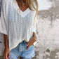 🔥LAST DAY SALE 49% OFF🔥V-neck Hollow Knitted Top-1