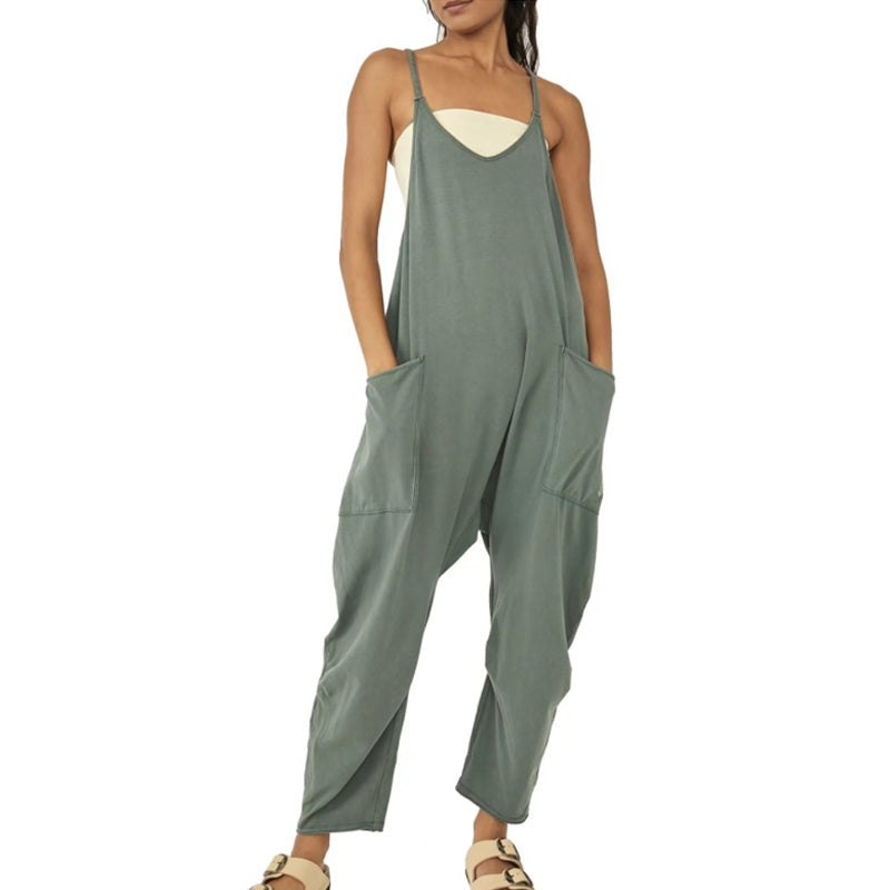 🔥Hot Sale- 49% OFF🔥Solid V-Neck Sling Pocket Jumpsuit-7