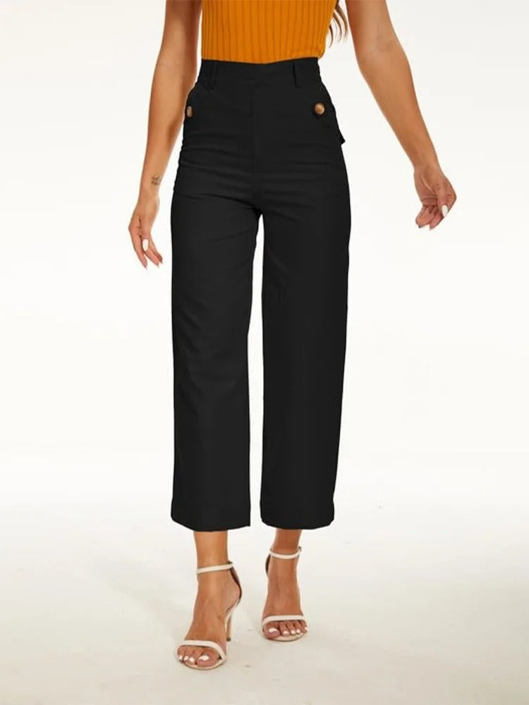 🔥Hot Sale - 49% Off👖Tummy Control Twill Cropped Wide Leg Pant-14