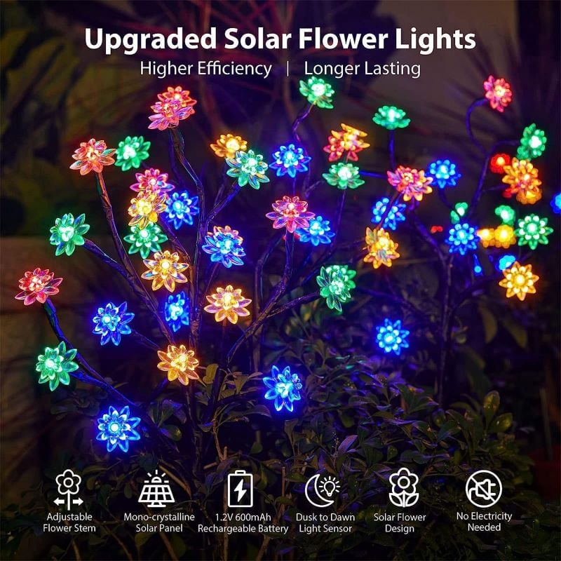 🎁LAST DAY 49% OFF✨Outdoor Waterproof Cherry Blossom  Multicolor Solar Garden Lights🎉-3