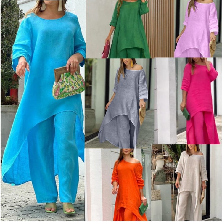 💥Hot Sale 49% OFF💥💕Women's Solid Color Linen Fashionable Casual Suit💃💃-11