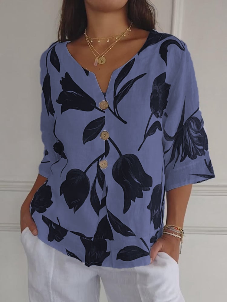 💕Hot Sale 70% OFF🌷Printed V-neck Tunic Top🌷-5