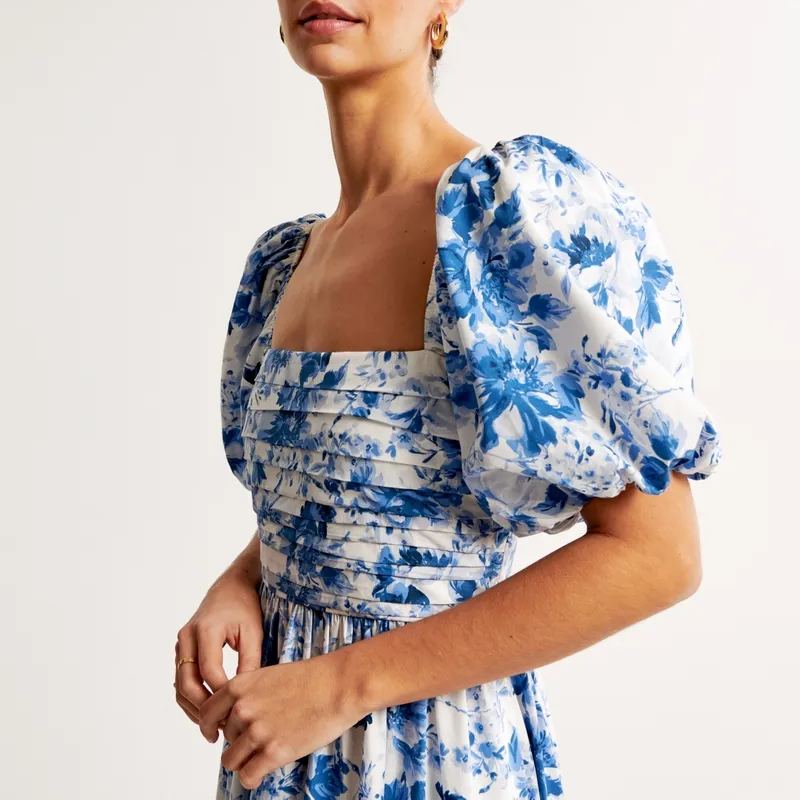 🔥LAST DAY SALE 49% OFF💃Emerson Poplin Puff Sleeve Midi Dress-5