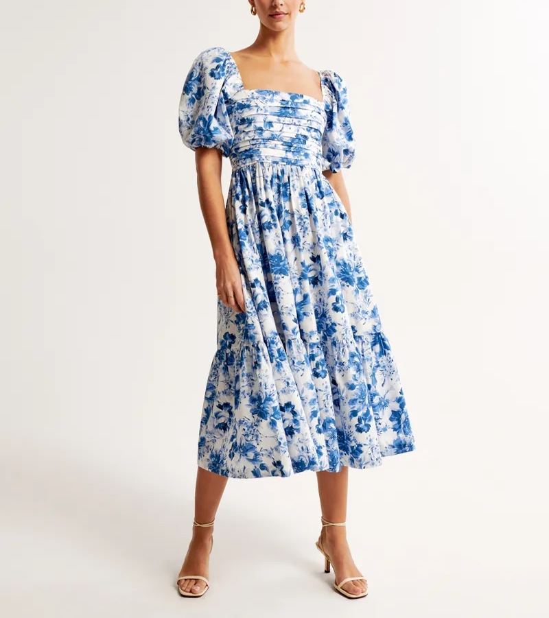 🔥LAST DAY SALE 49% OFF💃Emerson Poplin Puff Sleeve Midi Dress-4